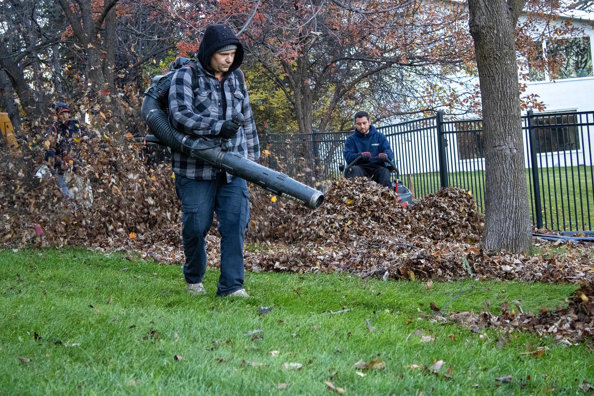 Fall debris cleanup crew